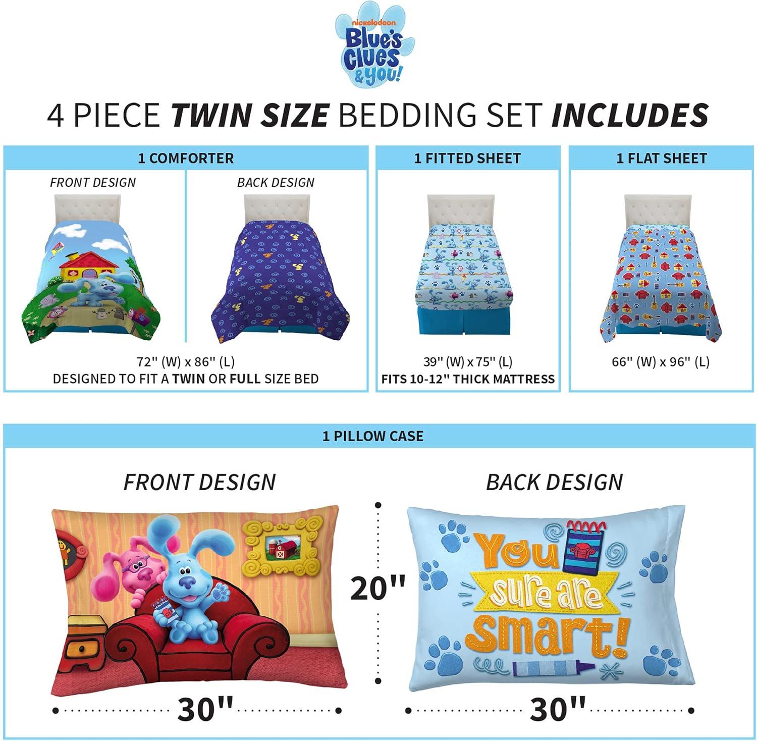 imageThomas amp Friends 4 Piece Toddler Bed Set Super Soft amp Cozy Reversible Microfiber Comforter and Sheets Officially Licensed Product by FrancoBlues Clues