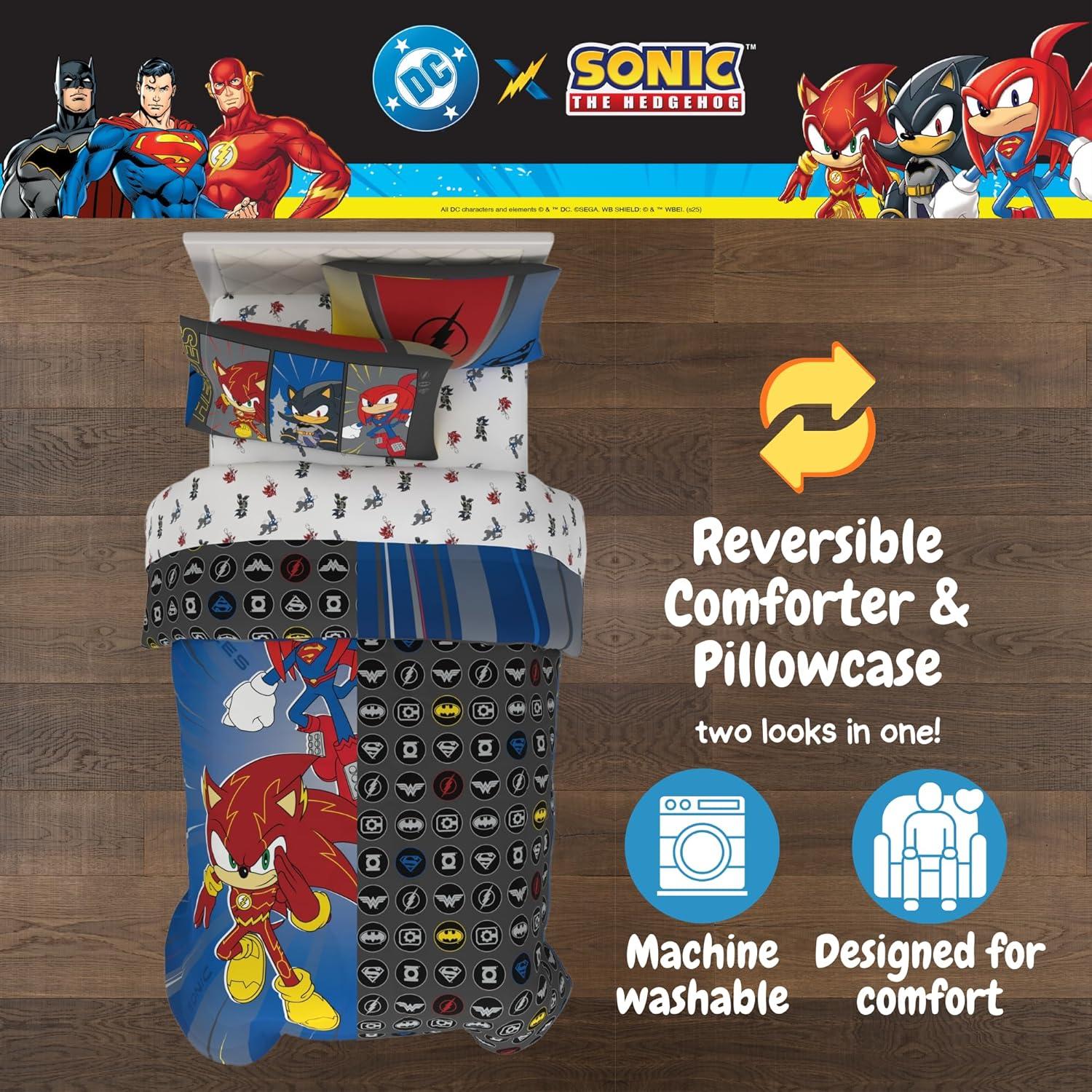 imageThomas amp Friends 4 Piece Toddler Bed Set Super Soft amp Cozy Reversible Microfiber Comforter and Sheets Officially Licensed Product by FrancoDC X Sonic the Hedgehog
