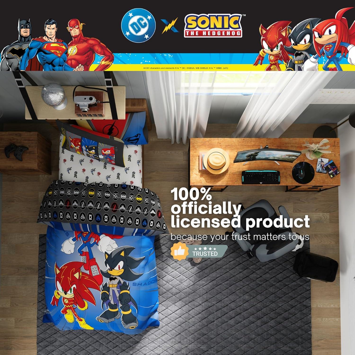 imageThomas amp Friends 4 Piece Toddler Bed Set Super Soft amp Cozy Reversible Microfiber Comforter and Sheets Officially Licensed Product by FrancoDC X Sonic the Hedgehog