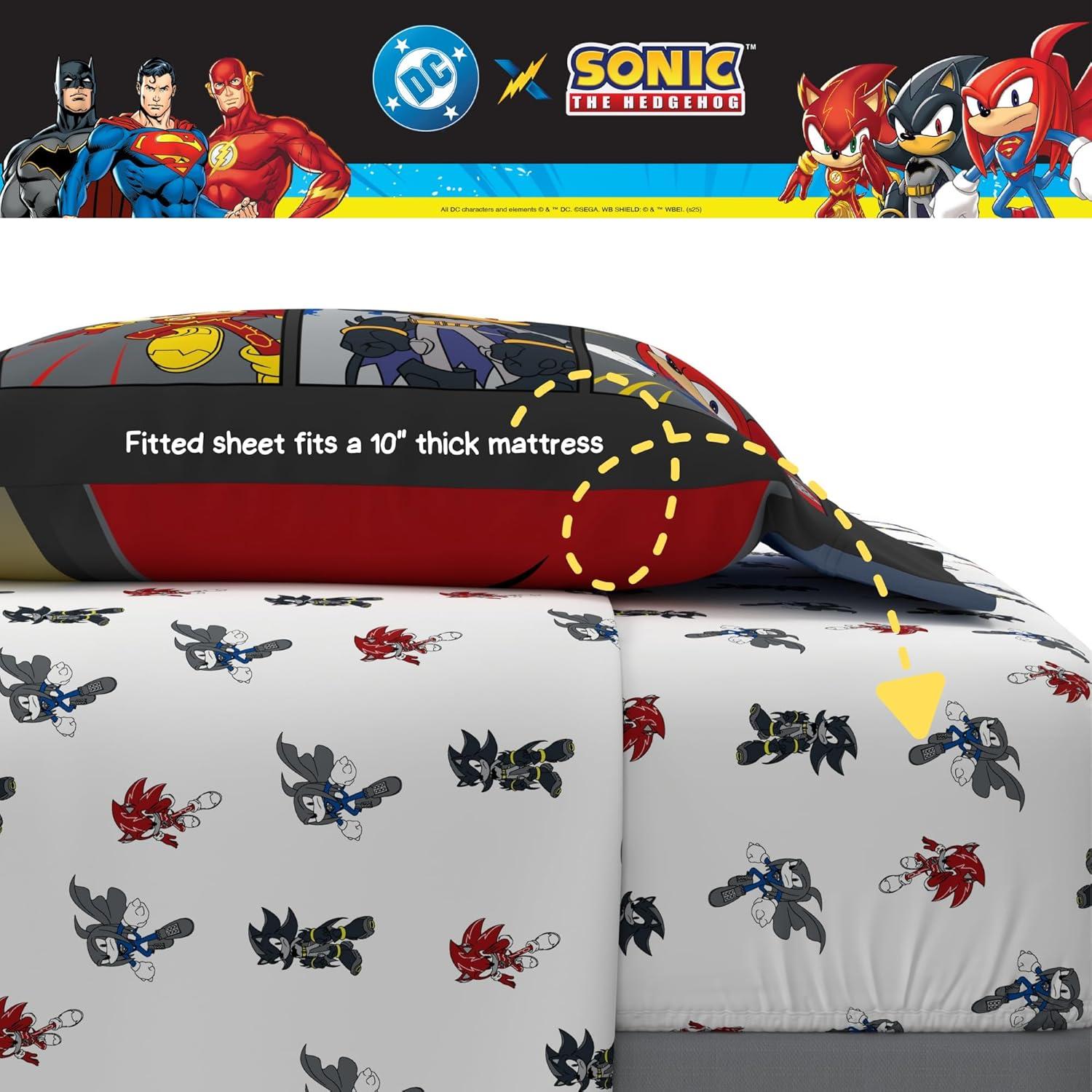 imageThomas amp Friends 4 Piece Toddler Bed Set Super Soft amp Cozy Reversible Microfiber Comforter and Sheets Officially Licensed Product by FrancoDC X Sonic the Hedgehog