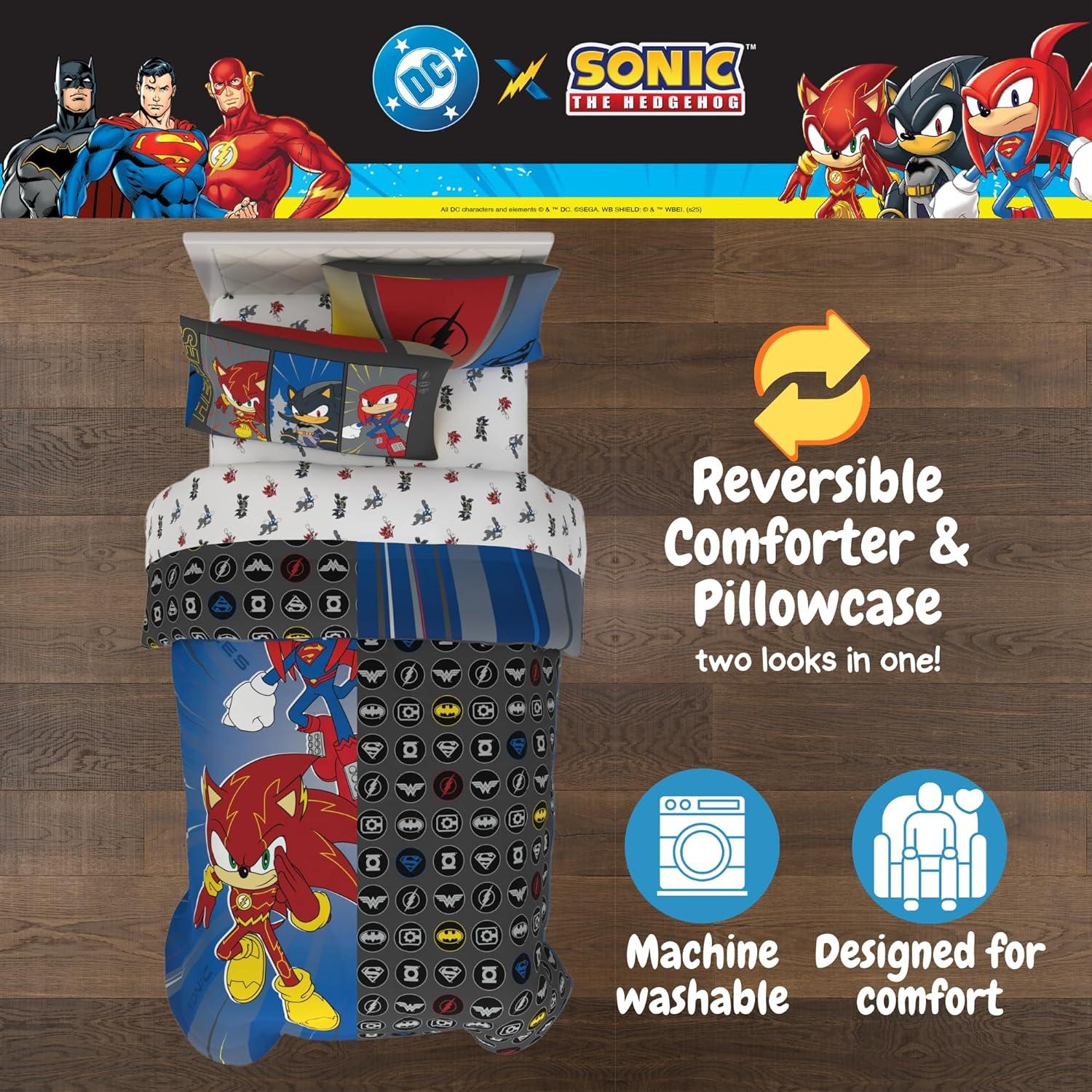 imageThomas amp Friends 4 Piece Toddler Bed Set Super Soft amp Cozy Reversible Microfiber Comforter and Sheets Officially Licensed Product by FrancoDC X Sonic the Hedgehog