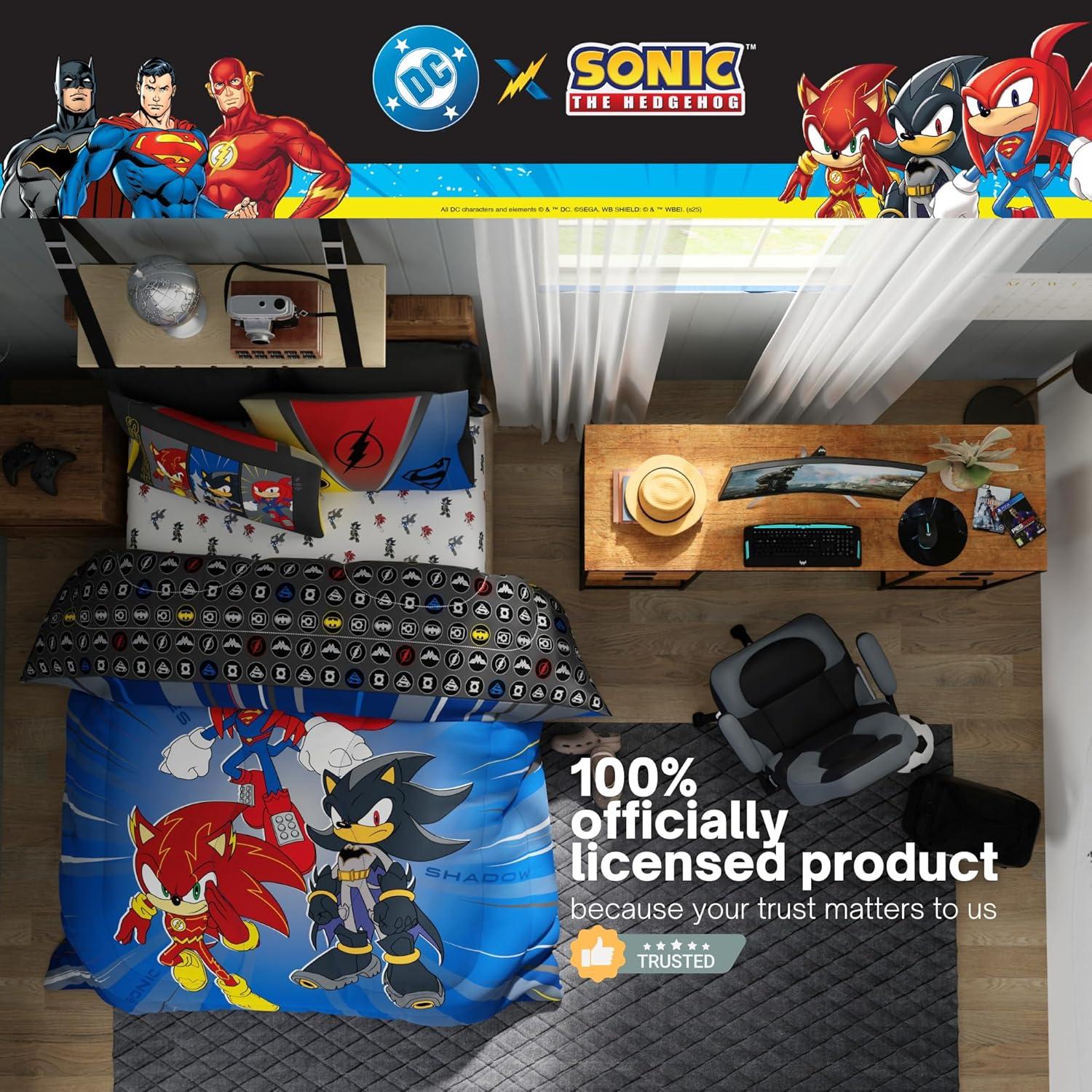 imageThomas amp Friends 4 Piece Toddler Bed Set Super Soft amp Cozy Reversible Microfiber Comforter and Sheets Officially Licensed Product by FrancoDC X Sonic the Hedgehog
