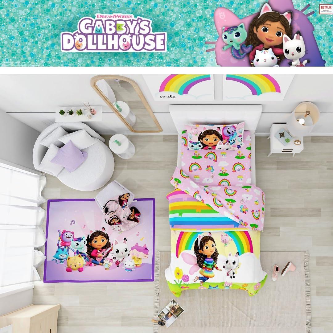 imageThomas amp Friends 4 Piece Toddler Bed Set Super Soft amp Cozy Reversible Microfiber Comforter and Sheets Officially Licensed Product by FrancoGabbys Dollhouse Fun Festival Vibes