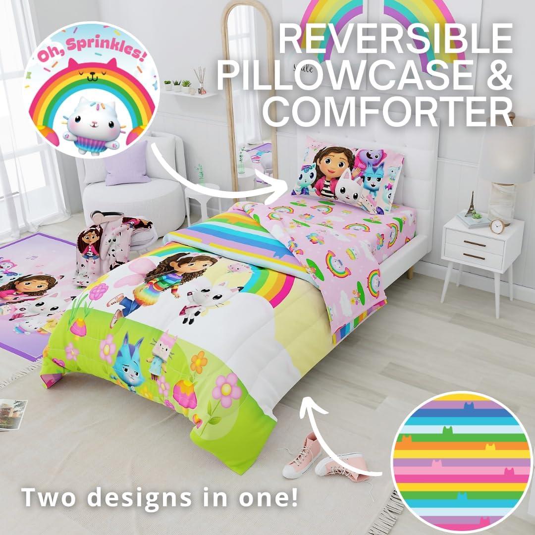 imageThomas amp Friends 4 Piece Toddler Bed Set Super Soft amp Cozy Reversible Microfiber Comforter and Sheets Officially Licensed Product by FrancoGabbys Dollhouse Fun Festival Vibes
