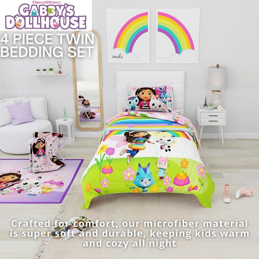imageThomas amp Friends 4 Piece Toddler Bed Set Super Soft amp Cozy Reversible Microfiber Comforter and Sheets Officially Licensed Product by FrancoGabbys Dollhouse Fun Festival Vibes
