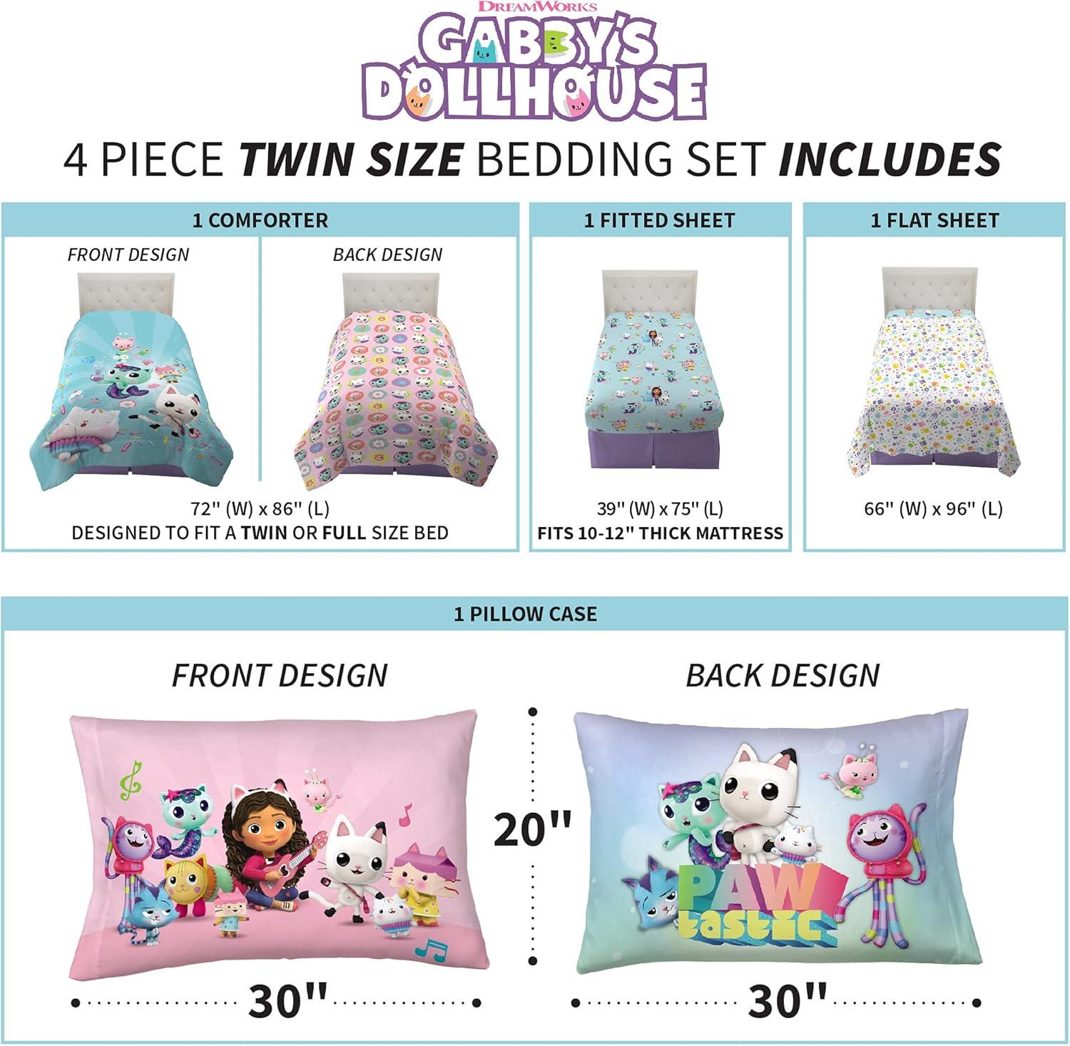 imageThomas amp Friends 4 Piece Toddler Bed Set Super Soft amp Cozy Reversible Microfiber Comforter and Sheets Officially Licensed Product by FrancoGabbys Dollhouse