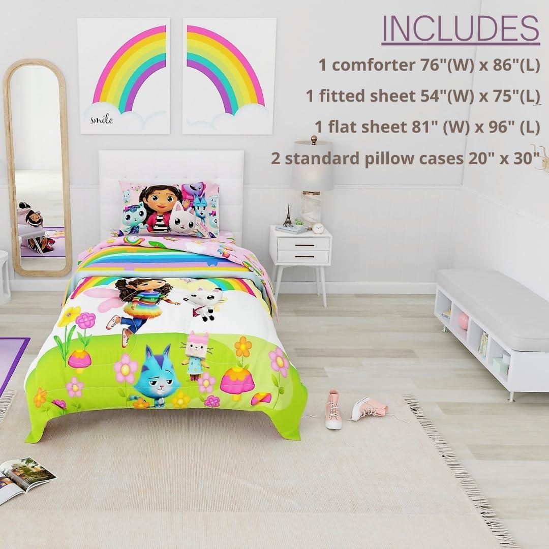 imageThomas amp Friends 4 Piece Toddler Bed Set Super Soft amp Cozy Reversible Microfiber Comforter and Sheets Officially Licensed Product by FrancoGabbys Dollhouse Fun Festival Vibes