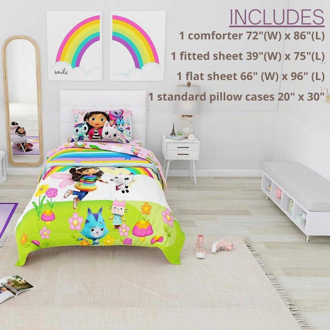 imageThomas amp Friends 4 Piece Toddler Bed Set Super Soft amp Cozy Reversible Microfiber Comforter and Sheets Officially Licensed Product by FrancoGabbys Dollhouse Fun Festival Vibes