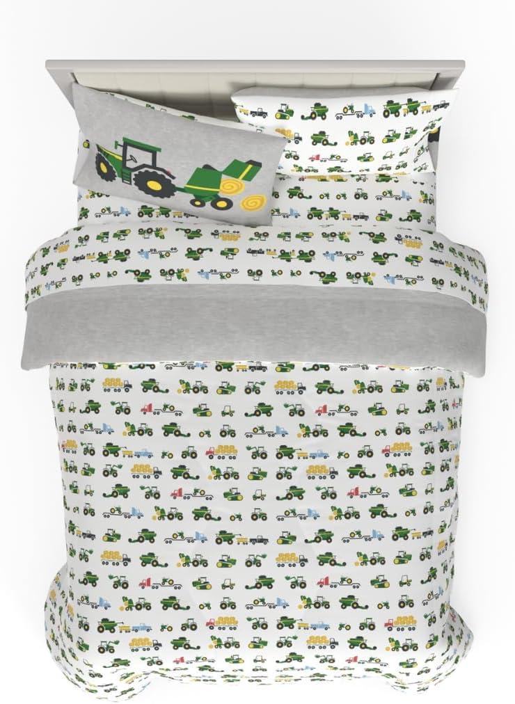 imageThomas amp Friends 4 Piece Toddler Bed Set Super Soft amp Cozy Reversible Microfiber Comforter and Sheets Officially Licensed Product by FrancoGreen John Deere