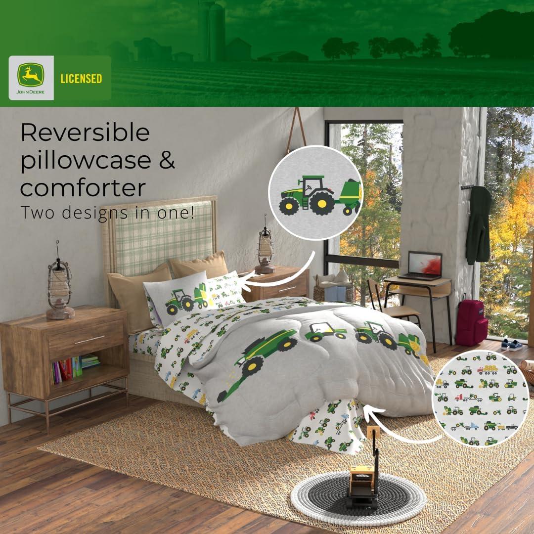 imageThomas amp Friends 4 Piece Toddler Bed Set Super Soft amp Cozy Reversible Microfiber Comforter and Sheets Officially Licensed Product by FrancoGreen John Deere