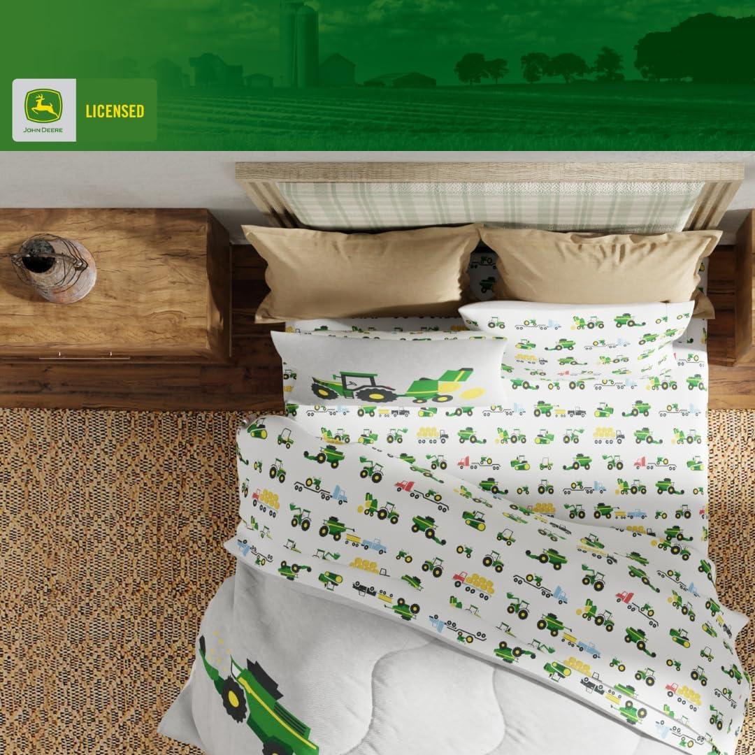 imageThomas amp Friends 4 Piece Toddler Bed Set Super Soft amp Cozy Reversible Microfiber Comforter and Sheets Officially Licensed Product by FrancoGreen John Deere
