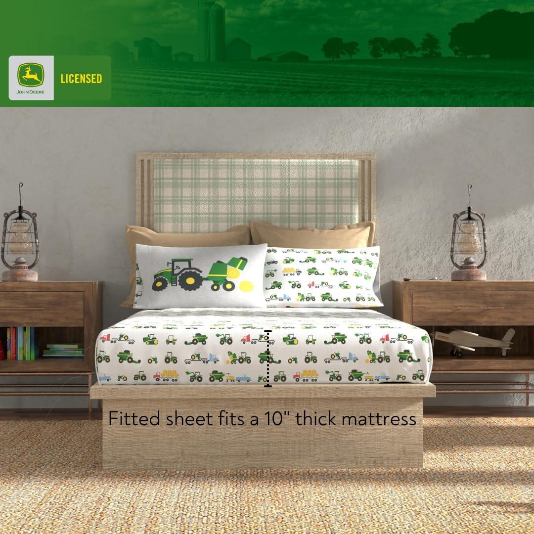 imageThomas amp Friends 4 Piece Toddler Bed Set Super Soft amp Cozy Reversible Microfiber Comforter and Sheets Officially Licensed Product by FrancoGreen John Deere