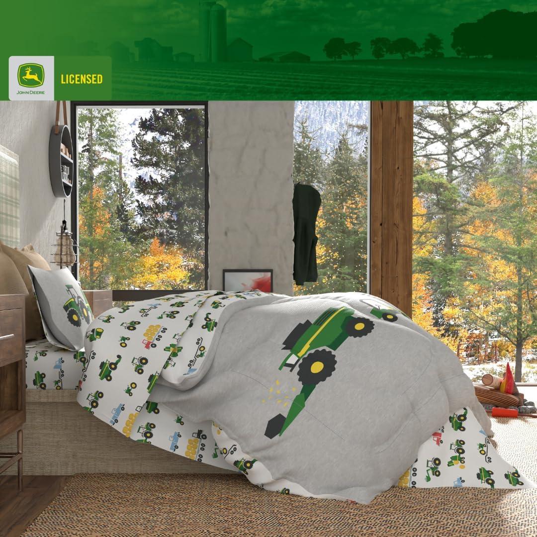 imageThomas amp Friends 4 Piece Toddler Bed Set Super Soft amp Cozy Reversible Microfiber Comforter and Sheets Officially Licensed Product by FrancoGreen John Deere