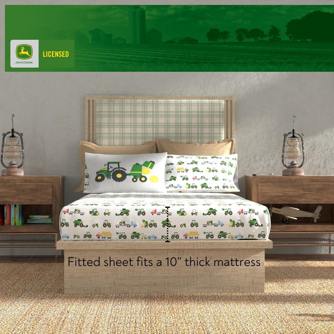 imageThomas amp Friends 4 Piece Toddler Bed Set Super Soft amp Cozy Reversible Microfiber Comforter and Sheets Officially Licensed Product by FrancoGreen John Deere