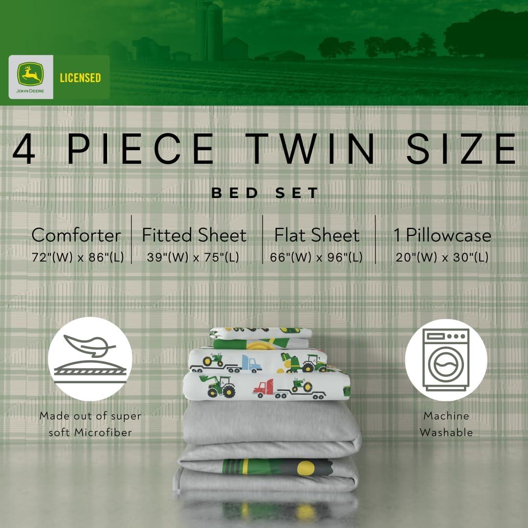 imageThomas amp Friends 4 Piece Toddler Bed Set Super Soft amp Cozy Reversible Microfiber Comforter and Sheets Officially Licensed Product by FrancoGreen John Deere