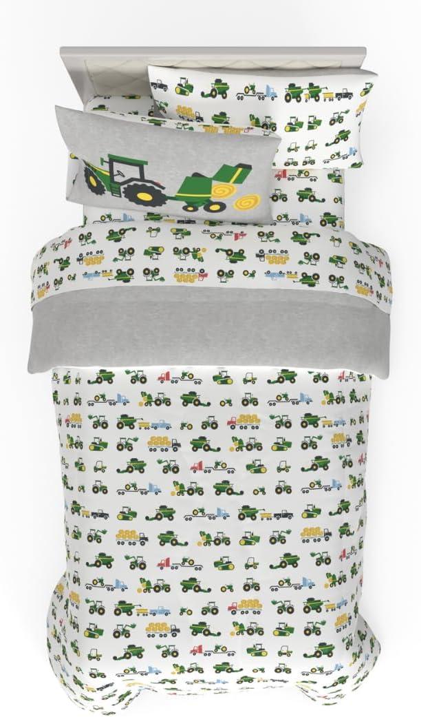 imageThomas amp Friends 4 Piece Toddler Bed Set Super Soft amp Cozy Reversible Microfiber Comforter and Sheets Officially Licensed Product by FrancoGreen John Deere