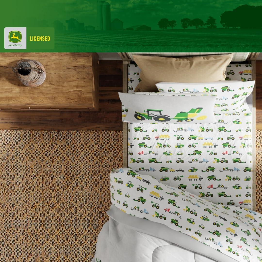 imageThomas amp Friends 4 Piece Toddler Bed Set Super Soft amp Cozy Reversible Microfiber Comforter and Sheets Officially Licensed Product by FrancoGreen John Deere