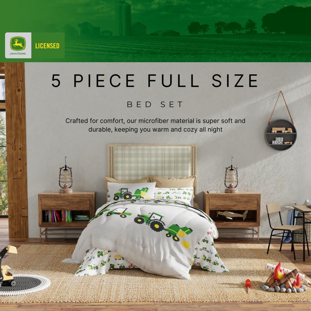 imageThomas amp Friends 4 Piece Toddler Bed Set Super Soft amp Cozy Reversible Microfiber Comforter and Sheets Officially Licensed Product by FrancoGreen John Deere