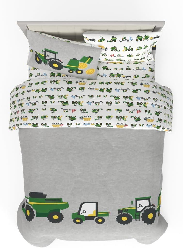 imageThomas amp Friends 4 Piece Toddler Bed Set Super Soft amp Cozy Reversible Microfiber Comforter and Sheets Officially Licensed Product by FrancoGreen John Deere
