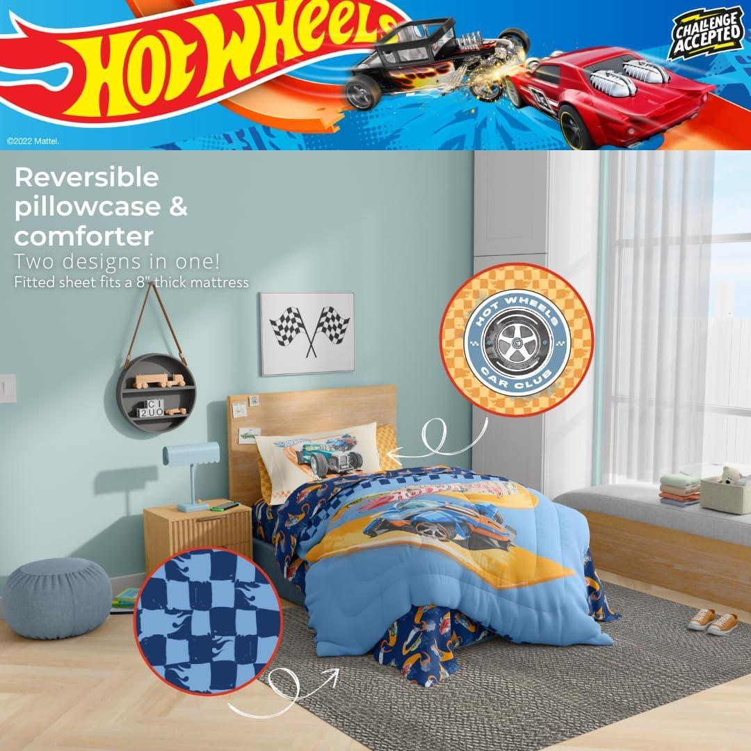 imageThomas amp Friends 4 Piece Toddler Bed Set Super Soft amp Cozy Reversible Microfiber Comforter and Sheets Officially Licensed Product by FrancoHot Wheels