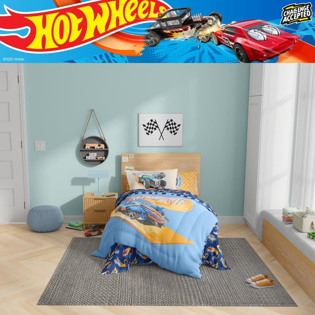 imageThomas amp Friends 4 Piece Toddler Bed Set Super Soft amp Cozy Reversible Microfiber Comforter and Sheets Officially Licensed Product by FrancoHot Wheels