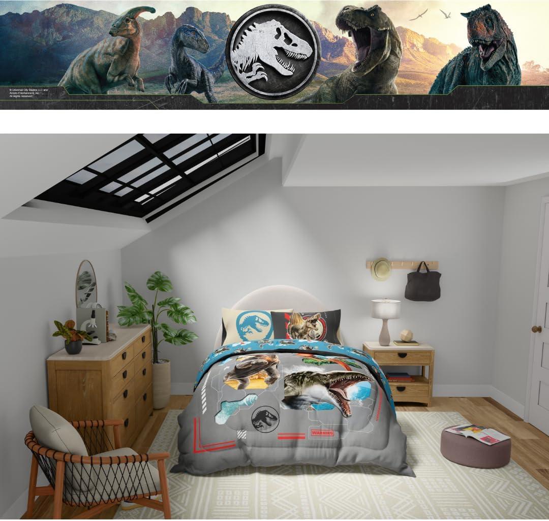 imageThomas amp Friends 4 Piece Toddler Bed Set Super Soft amp Cozy Reversible Microfiber Comforter and Sheets Officially Licensed Product by FrancoJurassic World Rebirth