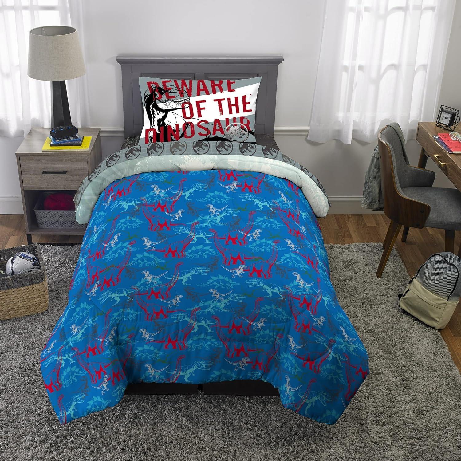 imageThomas amp Friends 4 Piece Toddler Bed Set Super Soft amp Cozy Reversible Microfiber Comforter and Sheets Officially Licensed Product by FrancoJurassic World Dominion