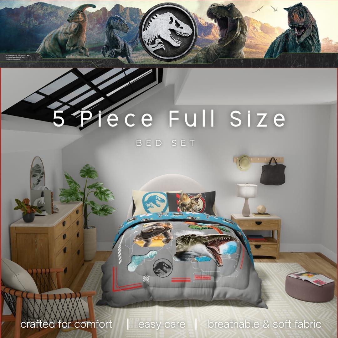 imageThomas amp Friends 4 Piece Toddler Bed Set Super Soft amp Cozy Reversible Microfiber Comforter and Sheets Officially Licensed Product by FrancoJurassic World Rebirth