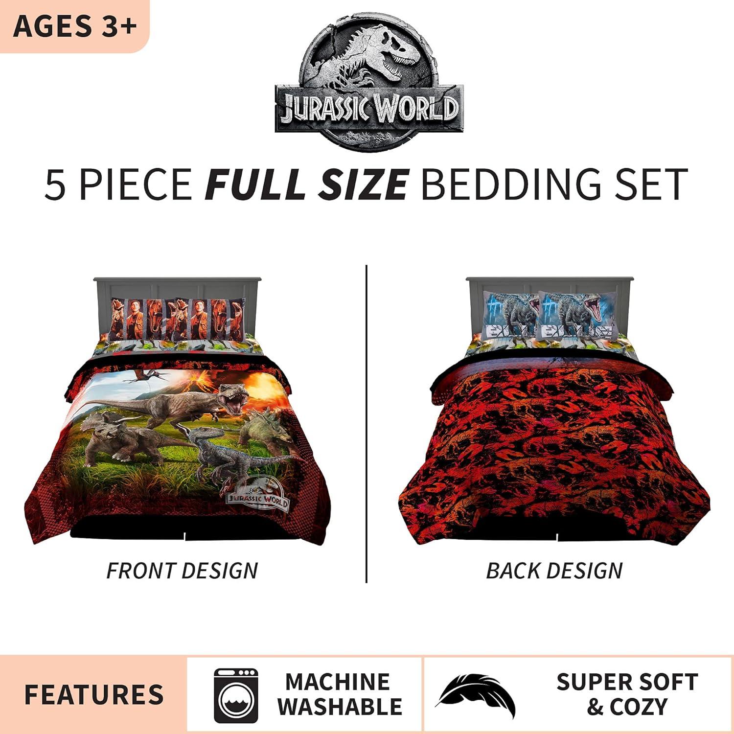 imageThomas amp Friends 4 Piece Toddler Bed Set Super Soft amp Cozy Reversible Microfiber Comforter and Sheets Officially Licensed Product by FrancoJurassic World