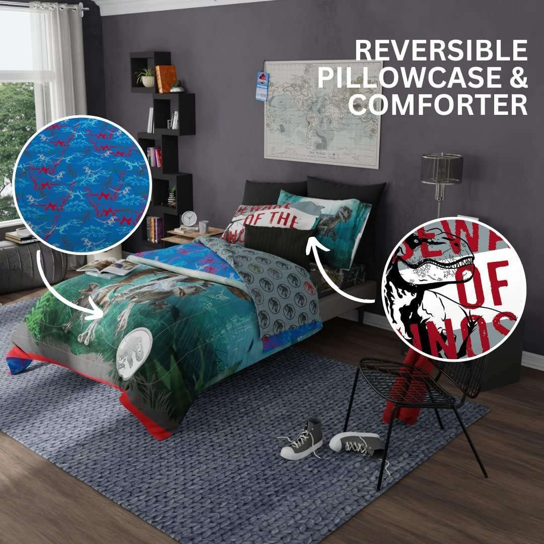 imageThomas amp Friends 4 Piece Toddler Bed Set Super Soft amp Cozy Reversible Microfiber Comforter and Sheets Officially Licensed Product by FrancoJurassic World Dominion