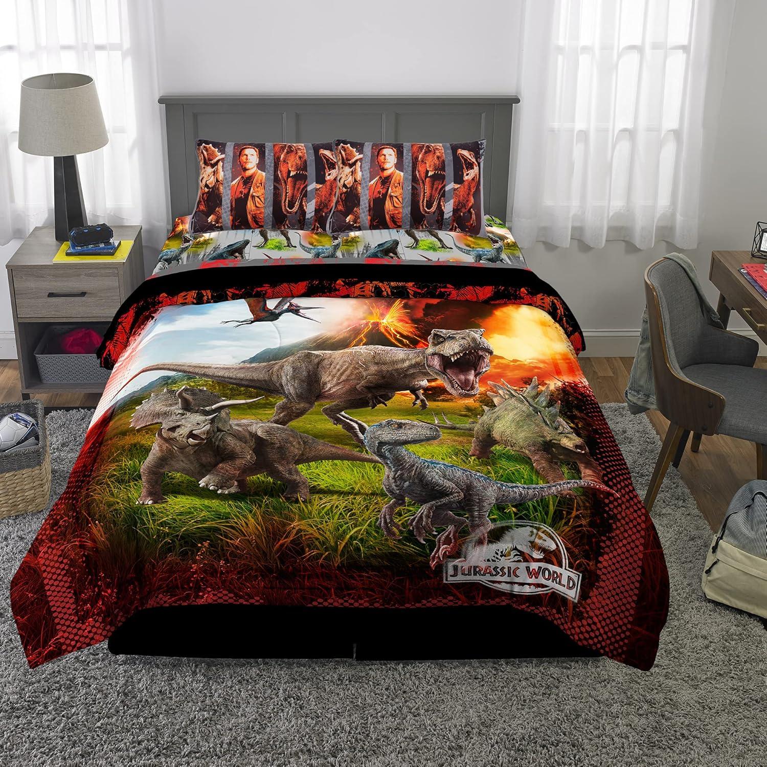 imageThomas amp Friends 4 Piece Toddler Bed Set Super Soft amp Cozy Reversible Microfiber Comforter and Sheets Officially Licensed Product by FrancoJurassic World