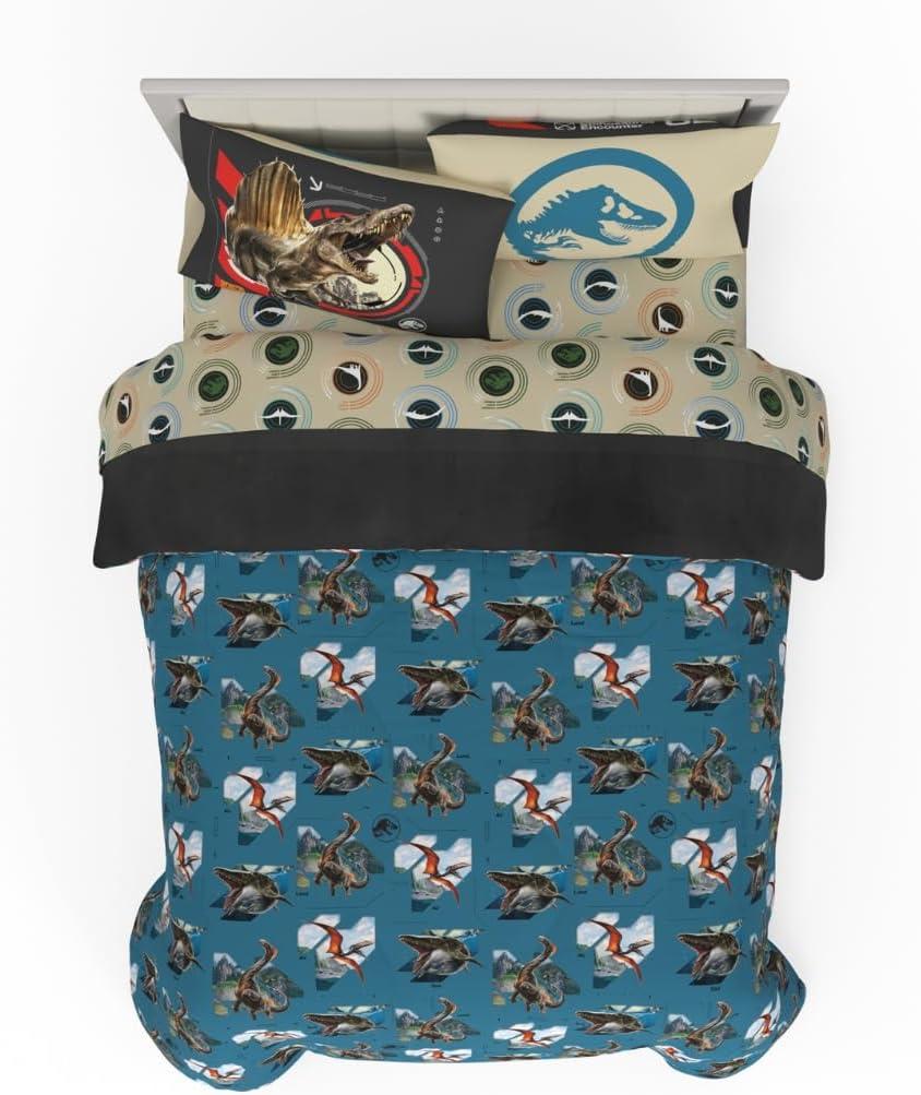 imageThomas amp Friends 4 Piece Toddler Bed Set Super Soft amp Cozy Reversible Microfiber Comforter and Sheets Officially Licensed Product by FrancoJurassic World Rebirth