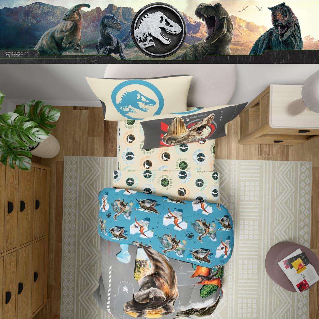 imageThomas amp Friends 4 Piece Toddler Bed Set Super Soft amp Cozy Reversible Microfiber Comforter and Sheets Officially Licensed Product by FrancoJurassic World Rebirth