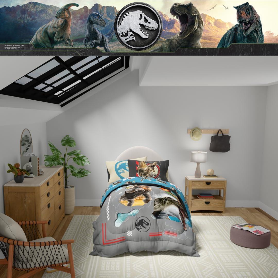 imageThomas amp Friends 4 Piece Toddler Bed Set Super Soft amp Cozy Reversible Microfiber Comforter and Sheets Officially Licensed Product by FrancoJurassic World Rebirth