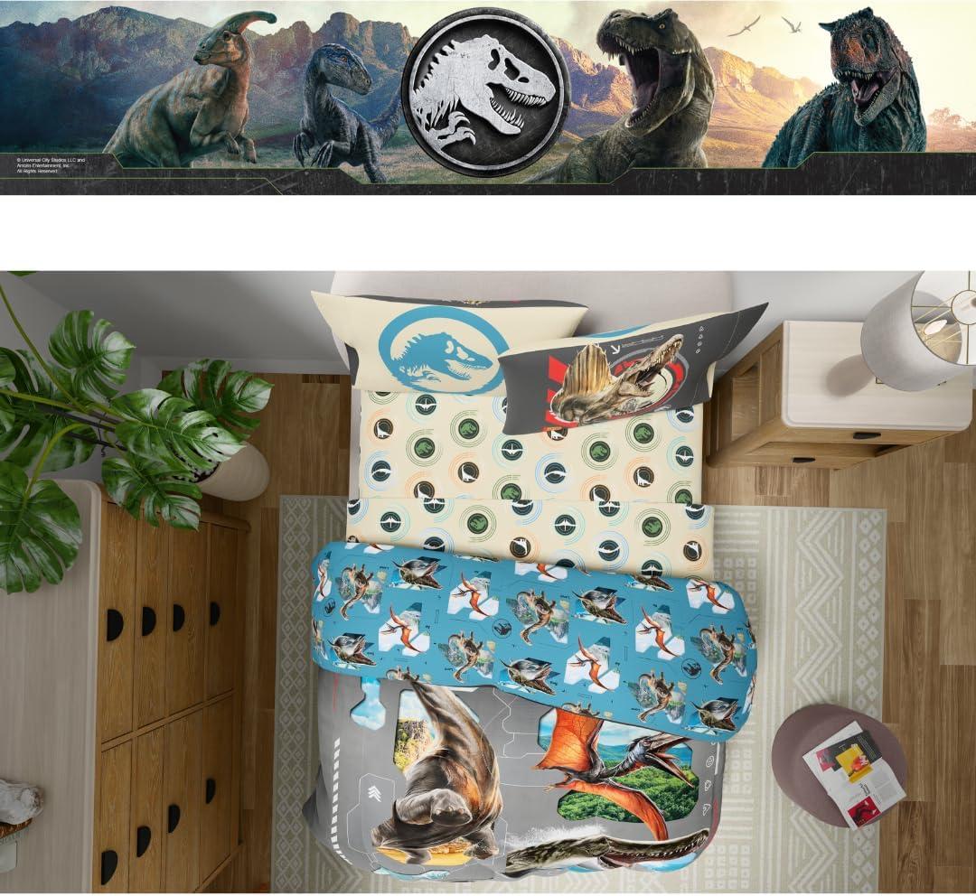 imageThomas amp Friends 4 Piece Toddler Bed Set Super Soft amp Cozy Reversible Microfiber Comforter and Sheets Officially Licensed Product by FrancoJurassic World Rebirth