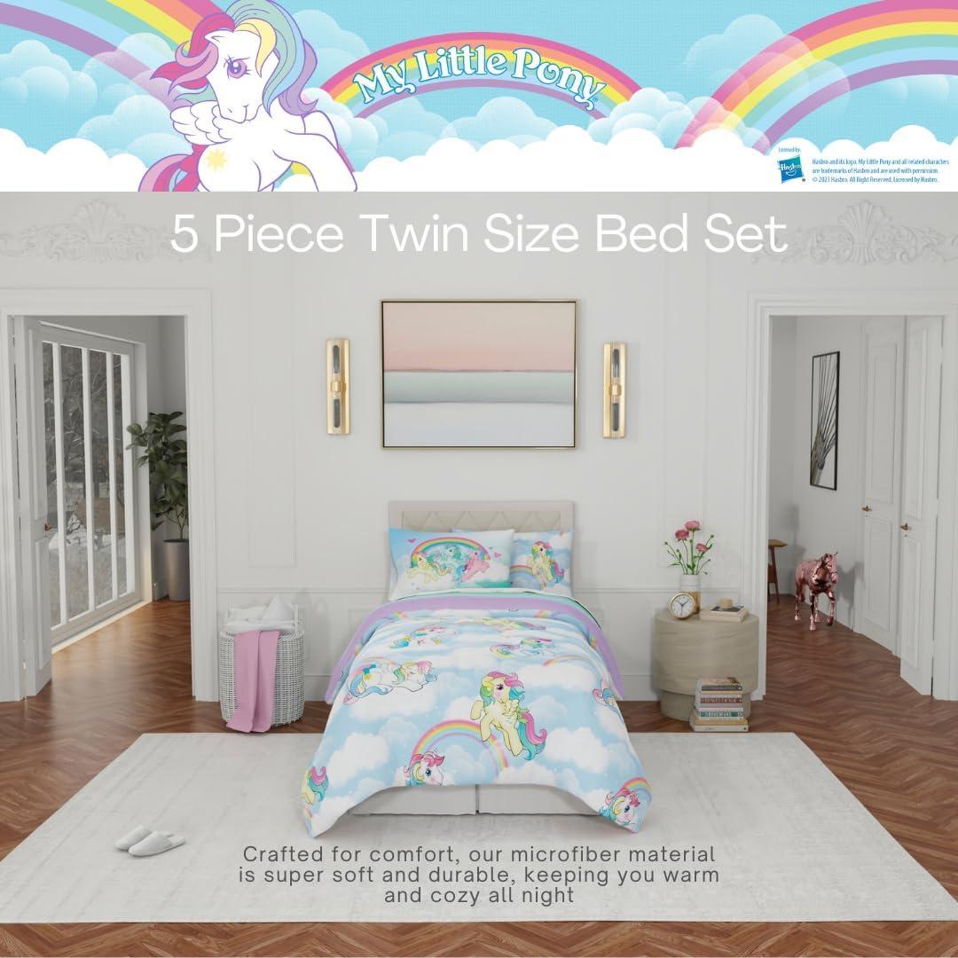 imageThomas amp Friends 4 Piece Toddler Bed Set Super Soft amp Cozy Reversible Microfiber Comforter and Sheets Officially Licensed Product by FrancoLight Blue My Little Pony