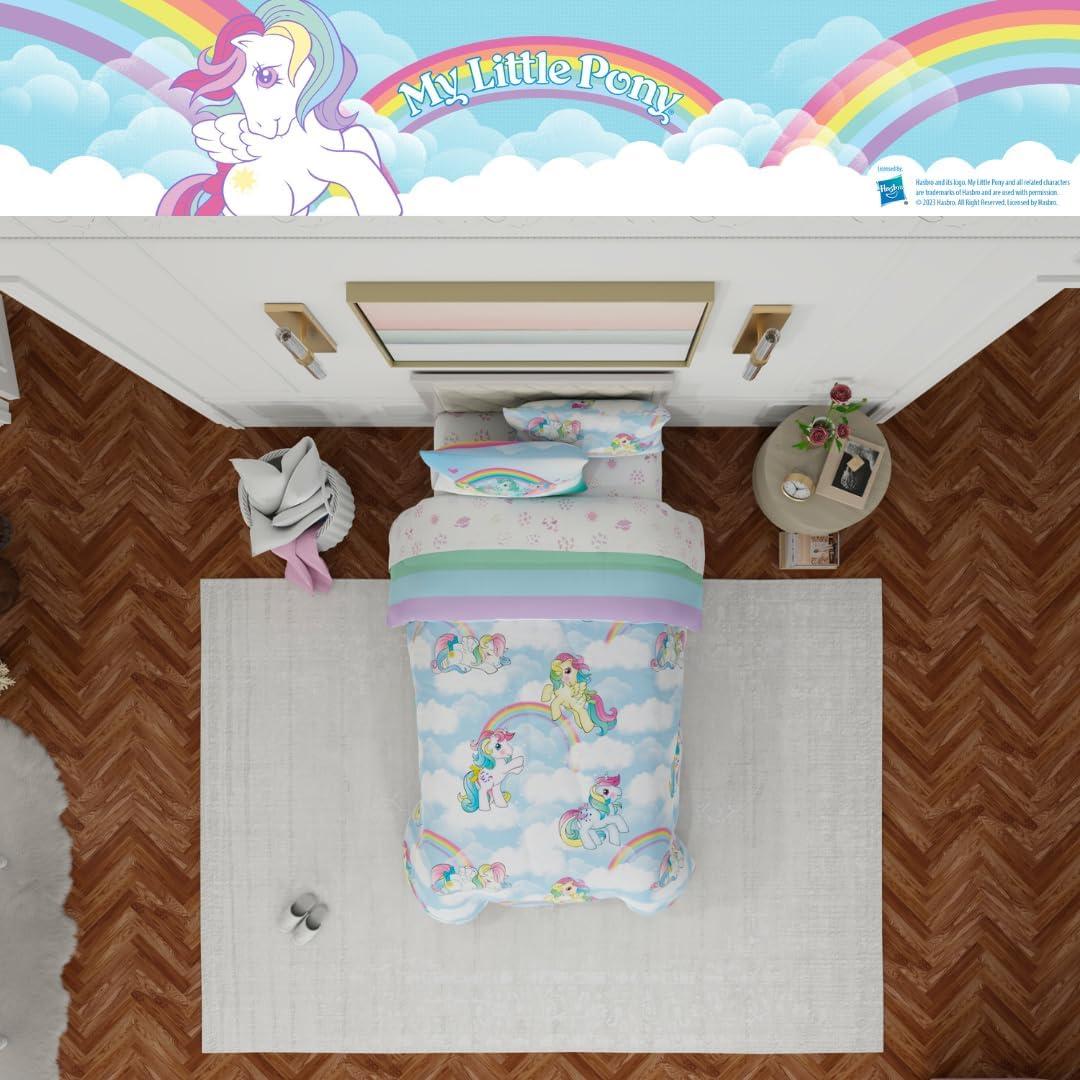 imageThomas amp Friends 4 Piece Toddler Bed Set Super Soft amp Cozy Reversible Microfiber Comforter and Sheets Officially Licensed Product by FrancoLight Blue My Little Pony
