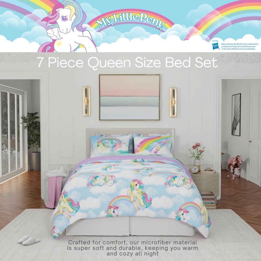 imageThomas amp Friends 4 Piece Toddler Bed Set Super Soft amp Cozy Reversible Microfiber Comforter and Sheets Officially Licensed Product by FrancoLight Blue My Little Pony