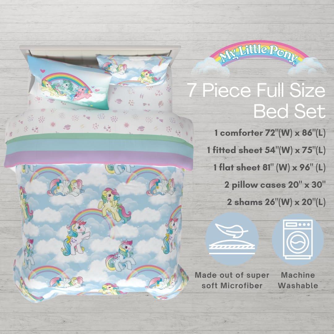 imageThomas amp Friends 4 Piece Toddler Bed Set Super Soft amp Cozy Reversible Microfiber Comforter and Sheets Officially Licensed Product by FrancoLight Blue My Little Pony