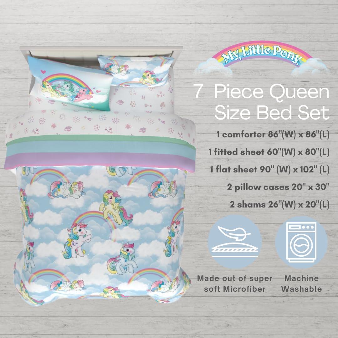 imageThomas amp Friends 4 Piece Toddler Bed Set Super Soft amp Cozy Reversible Microfiber Comforter and Sheets Officially Licensed Product by FrancoLight Blue My Little Pony