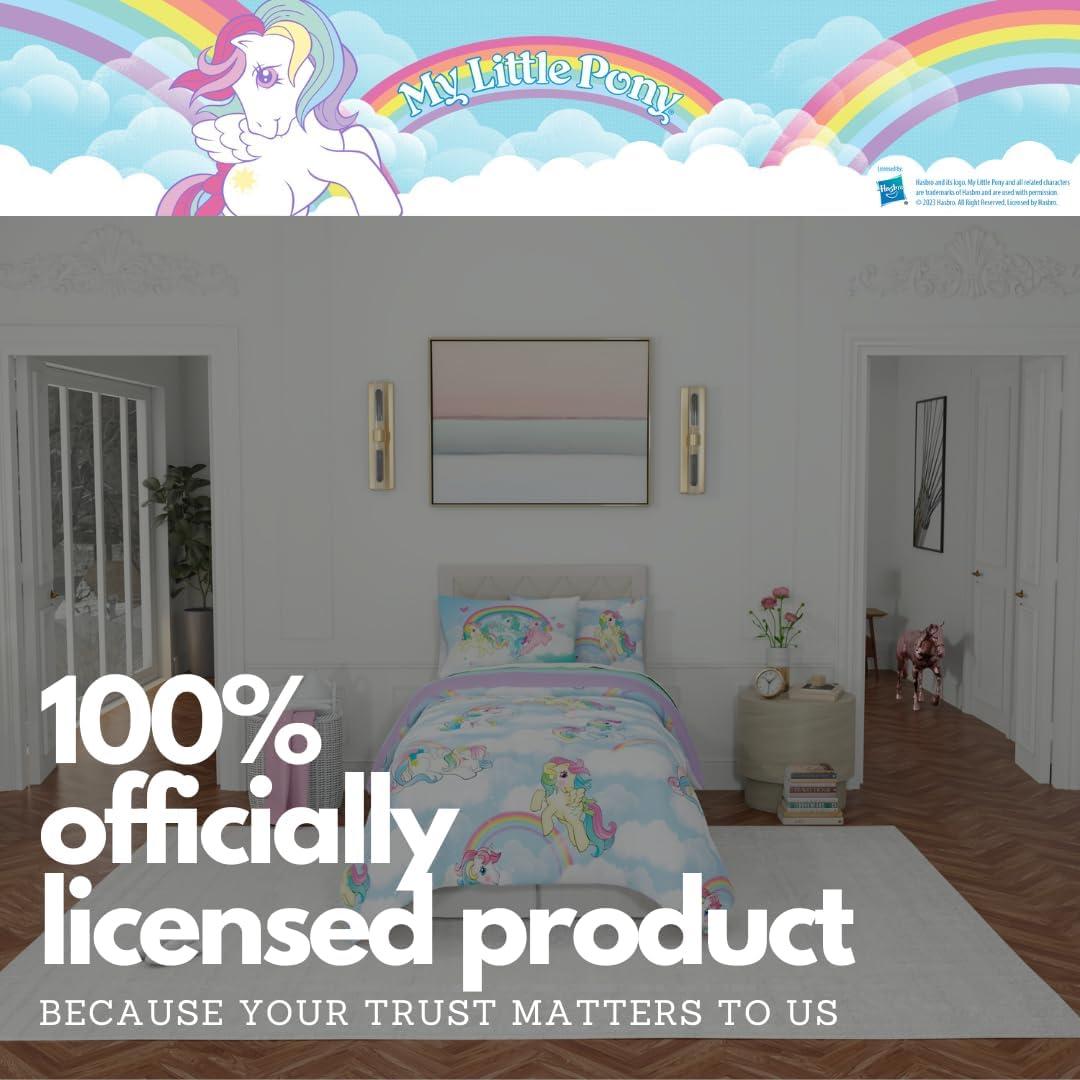 imageThomas amp Friends 4 Piece Toddler Bed Set Super Soft amp Cozy Reversible Microfiber Comforter and Sheets Officially Licensed Product by FrancoLight Blue My Little Pony