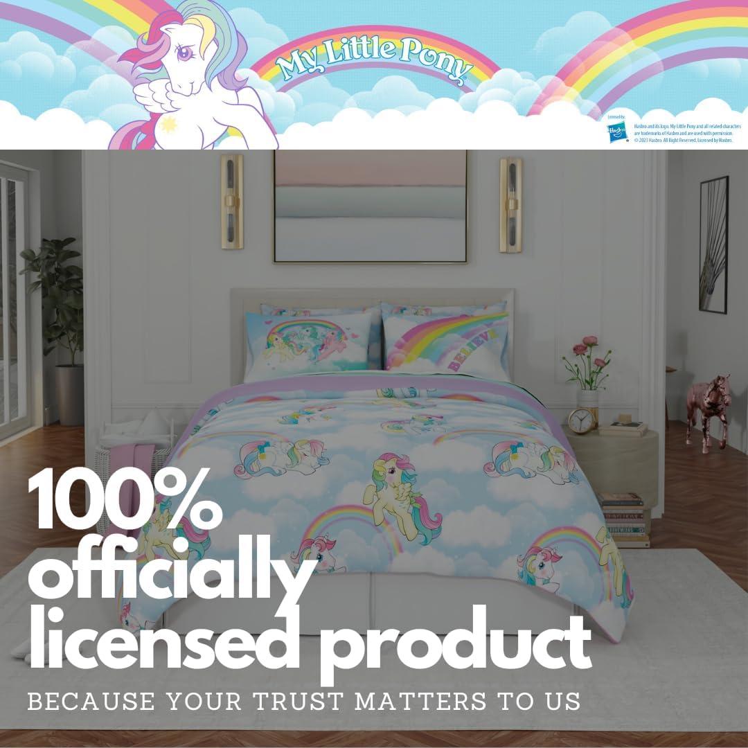 imageThomas amp Friends 4 Piece Toddler Bed Set Super Soft amp Cozy Reversible Microfiber Comforter and Sheets Officially Licensed Product by FrancoLight Blue My Little Pony