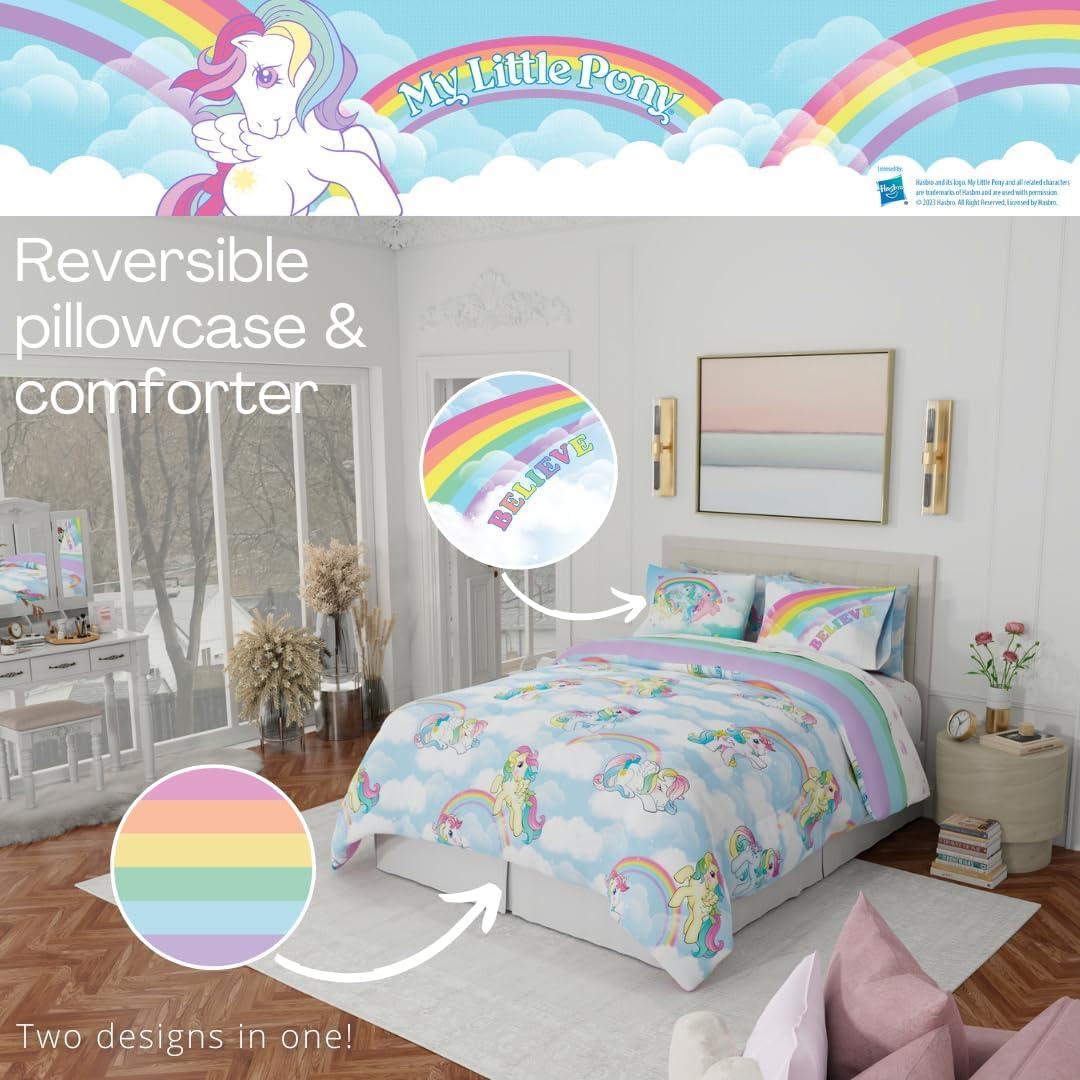 imageThomas amp Friends 4 Piece Toddler Bed Set Super Soft amp Cozy Reversible Microfiber Comforter and Sheets Officially Licensed Product by FrancoLight Blue My Little Pony