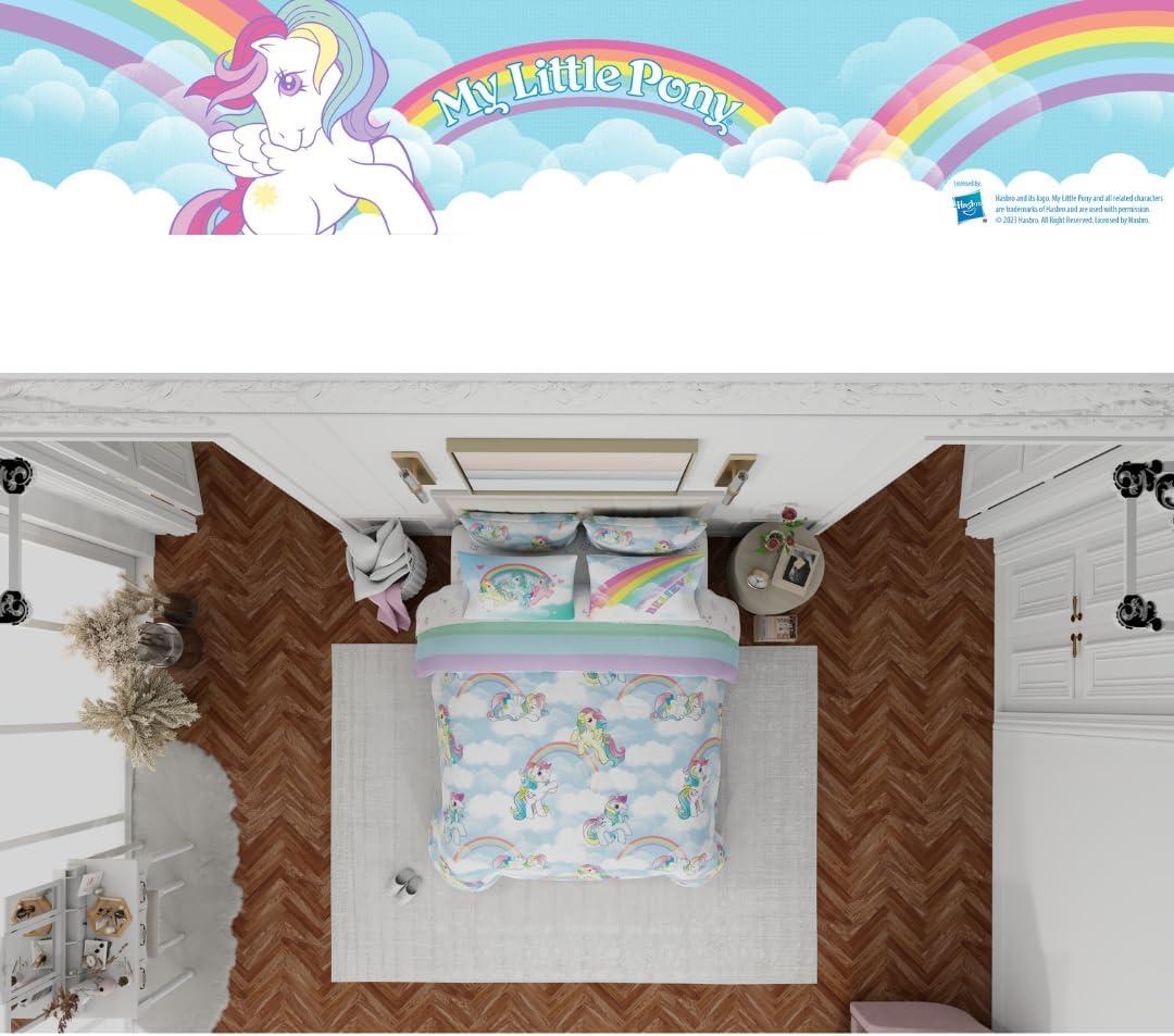imageThomas amp Friends 4 Piece Toddler Bed Set Super Soft amp Cozy Reversible Microfiber Comforter and Sheets Officially Licensed Product by FrancoLight Blue My Little Pony