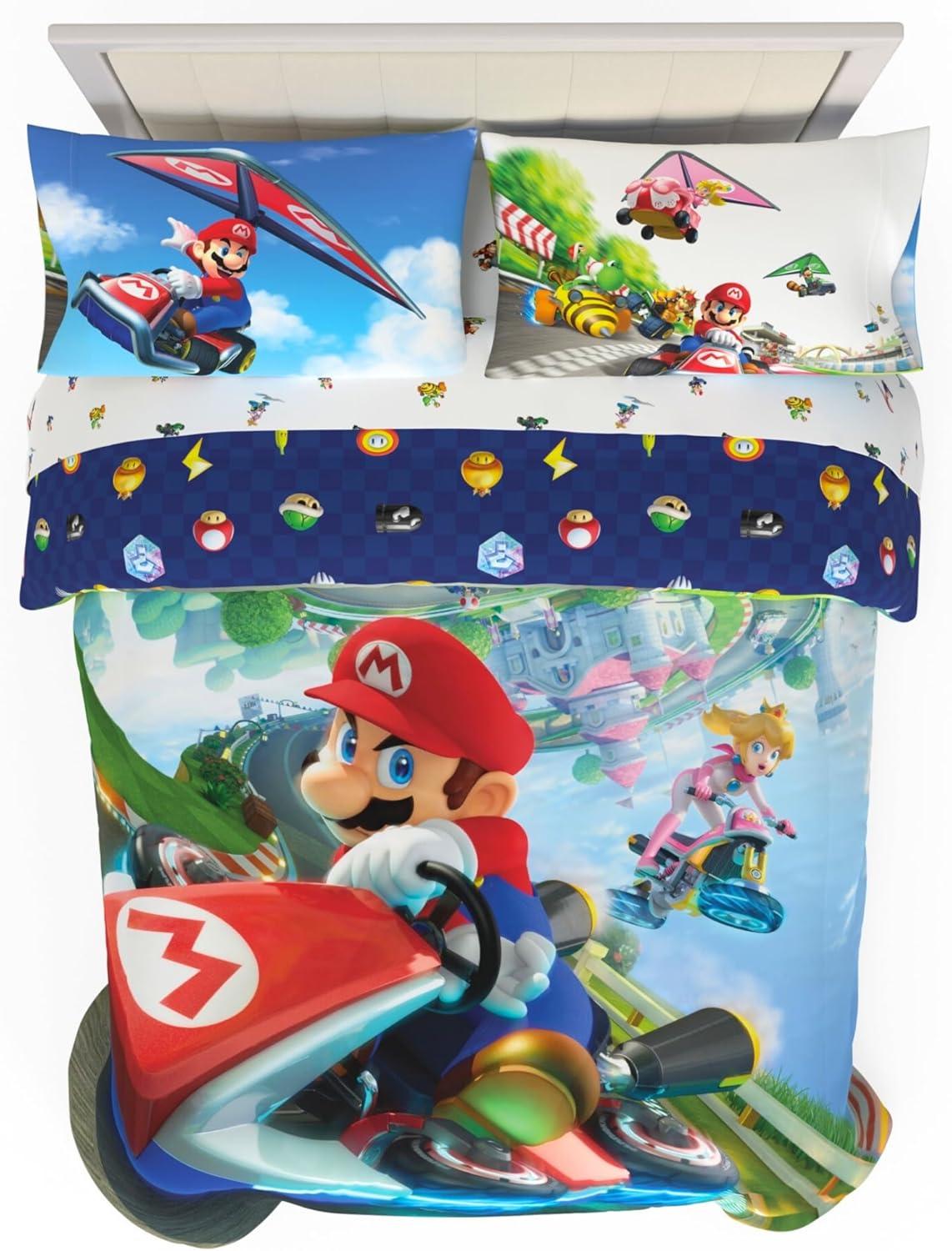 imageThomas amp Friends 4 Piece Toddler Bed Set Super Soft amp Cozy Reversible Microfiber Comforter and Sheets Officially Licensed Product by FrancoMario Kart