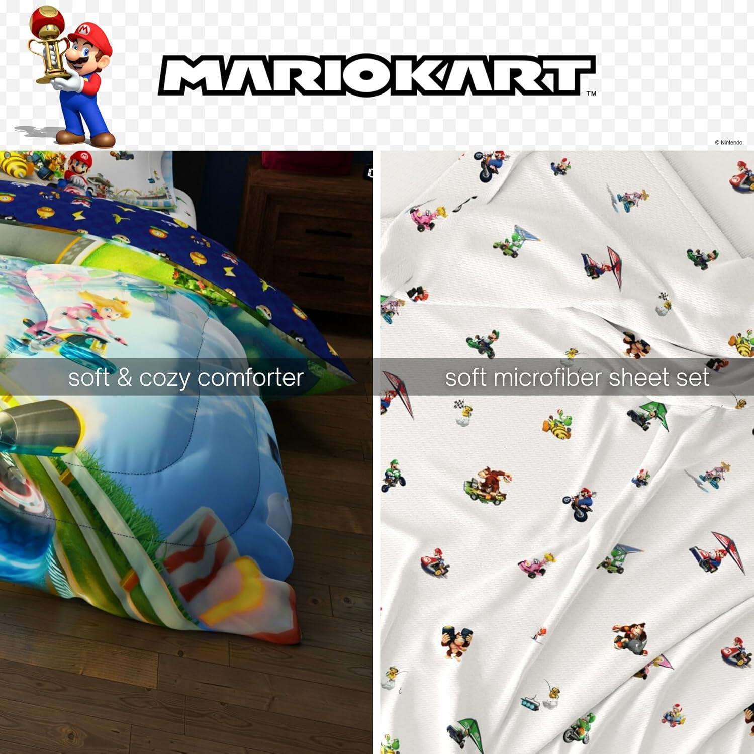 imageThomas amp Friends 4 Piece Toddler Bed Set Super Soft amp Cozy Reversible Microfiber Comforter and Sheets Officially Licensed Product by FrancoMario Kart
