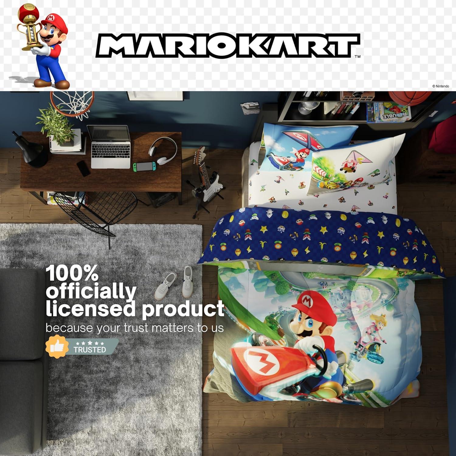 imageThomas amp Friends 4 Piece Toddler Bed Set Super Soft amp Cozy Reversible Microfiber Comforter and Sheets Officially Licensed Product by FrancoMario Kart