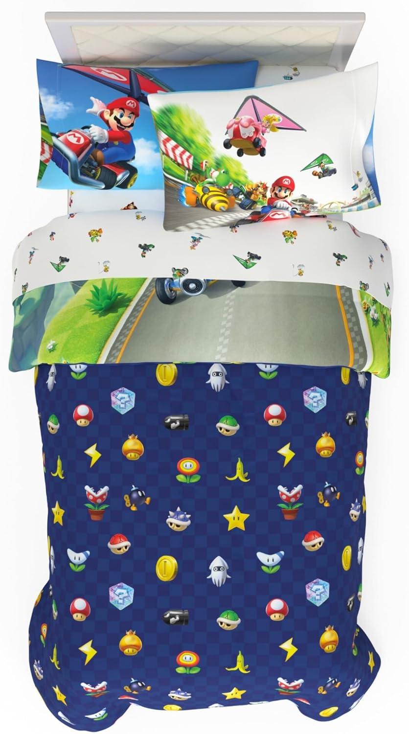 imageThomas amp Friends 4 Piece Toddler Bed Set Super Soft amp Cozy Reversible Microfiber Comforter and Sheets Officially Licensed Product by FrancoMario Kart