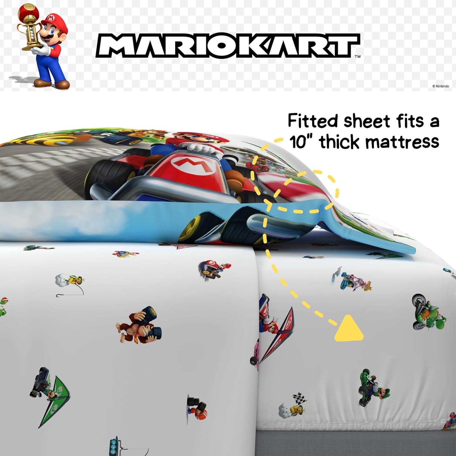 imageThomas amp Friends 4 Piece Toddler Bed Set Super Soft amp Cozy Reversible Microfiber Comforter and Sheets Officially Licensed Product by FrancoMario Kart