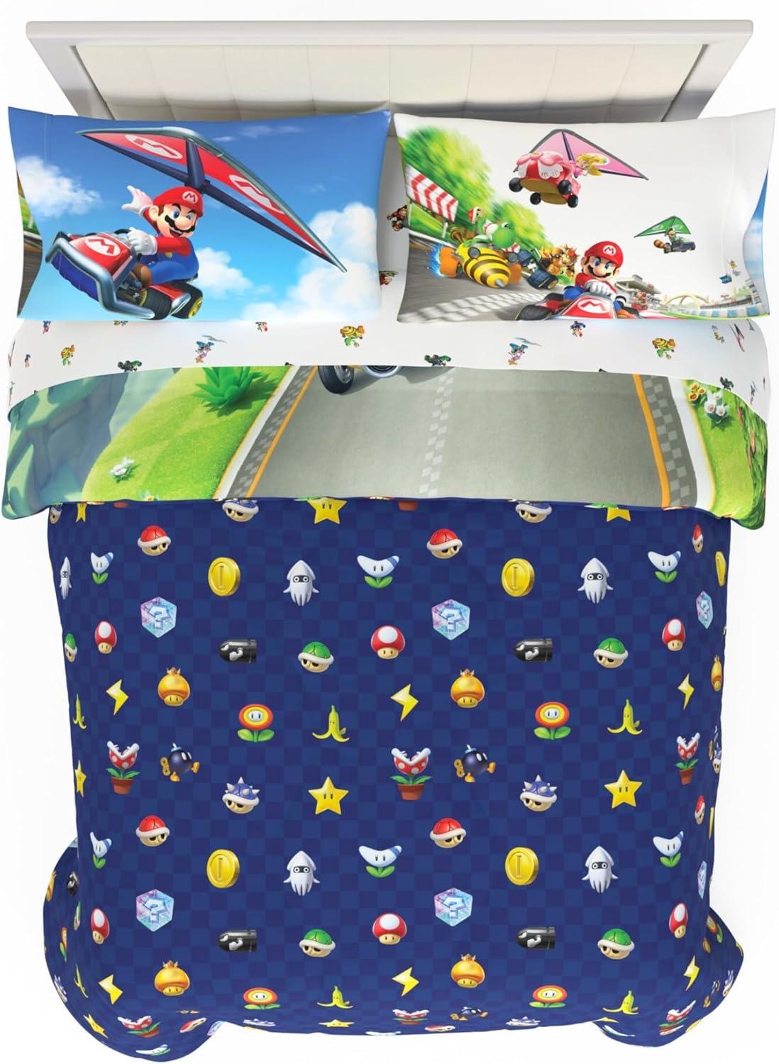 imageThomas amp Friends 4 Piece Toddler Bed Set Super Soft amp Cozy Reversible Microfiber Comforter and Sheets Officially Licensed Product by FrancoMario Kart